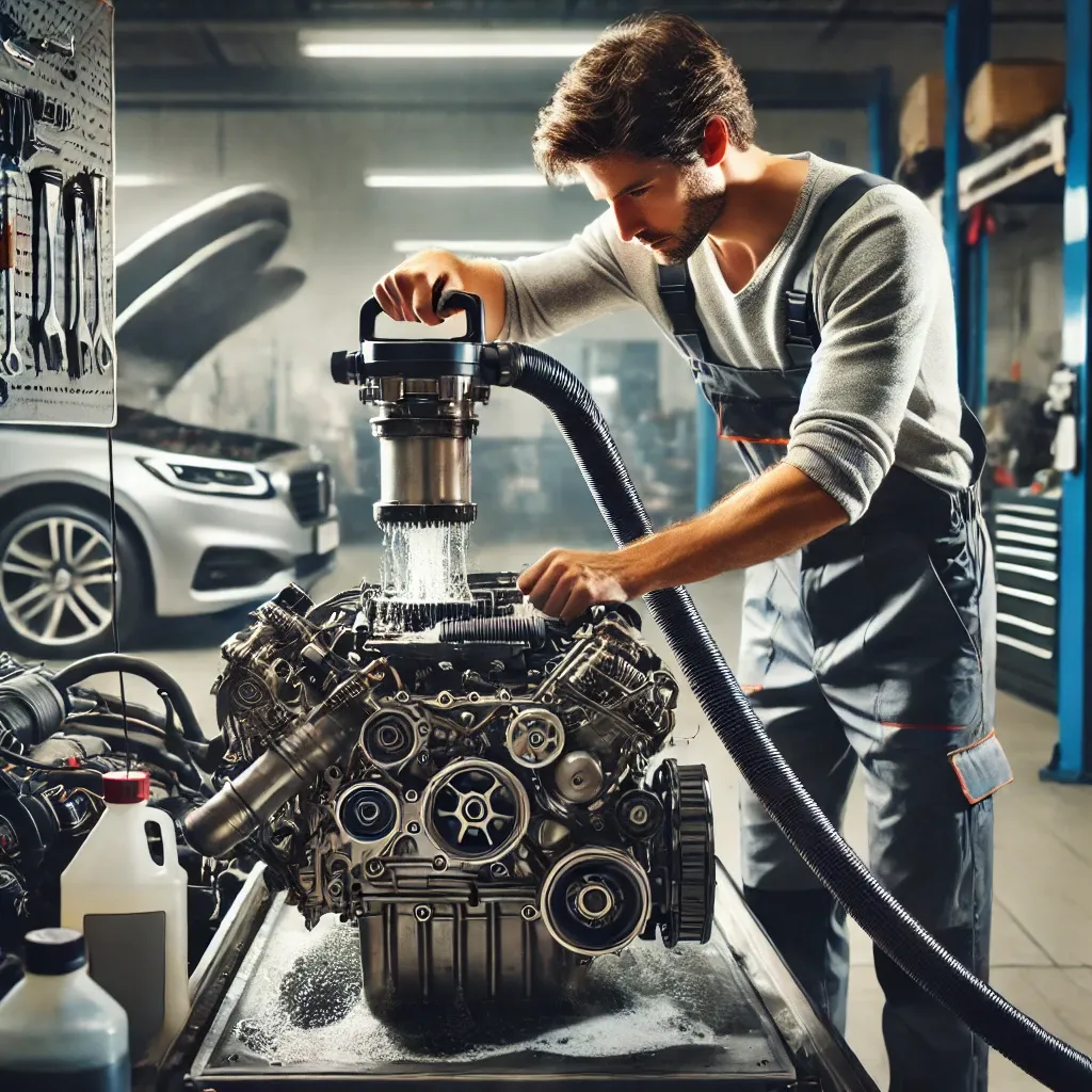 Engine oil residue removal