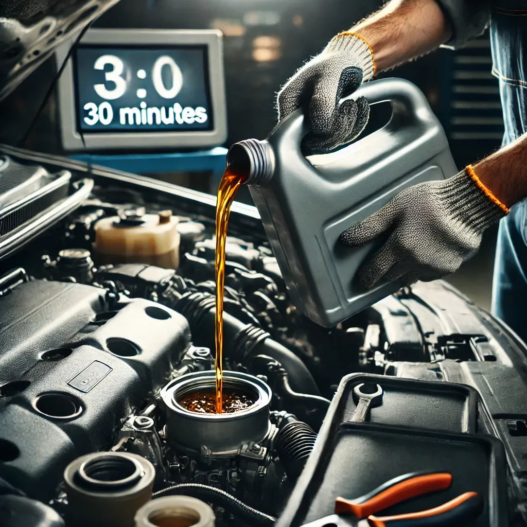 Engine oil replacement time 30 minutes