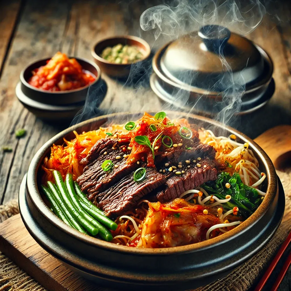 Beef of pressure cooker kimchi bean sprouts