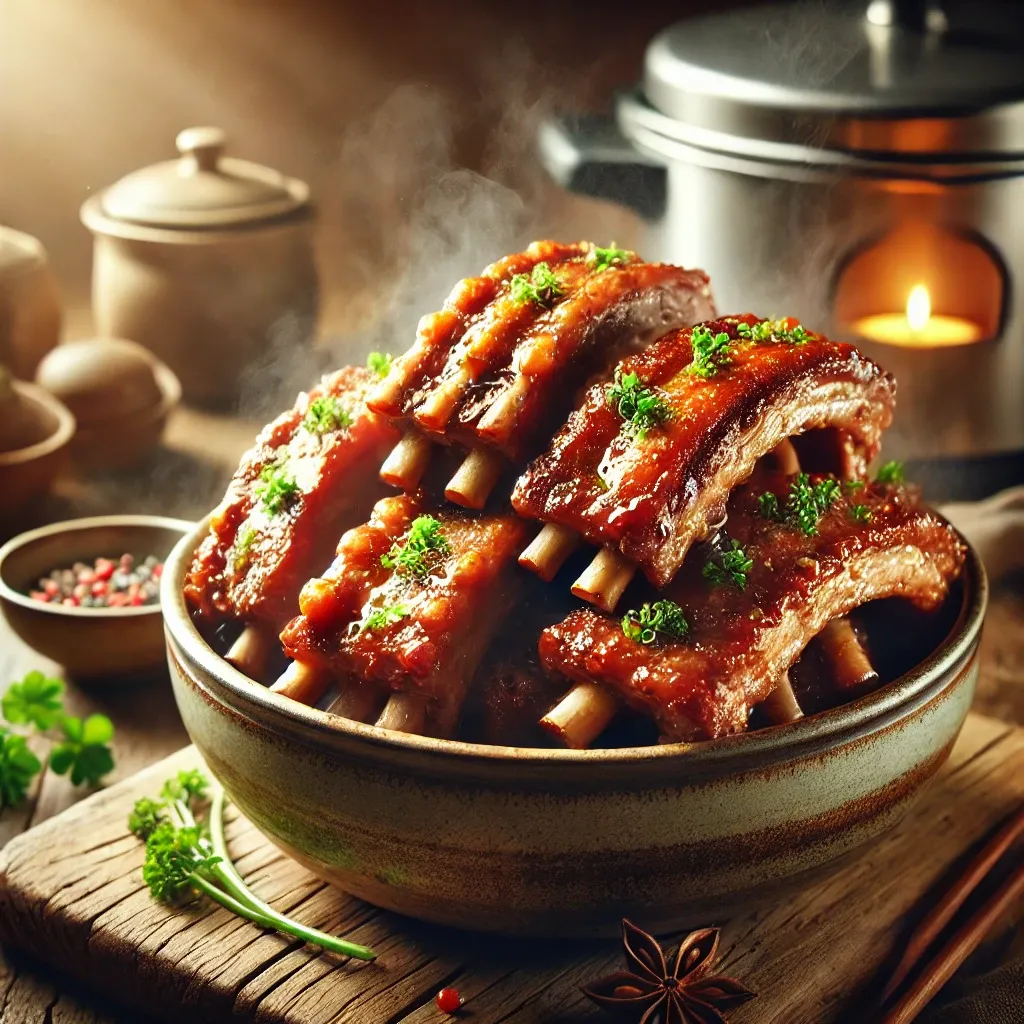 Pork ribs steamed pressure cooker