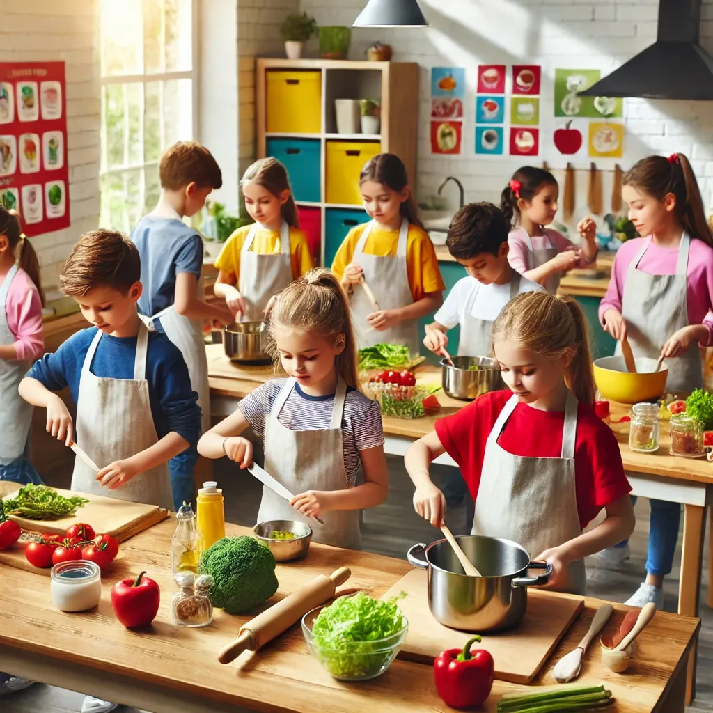 Elementary school cooking practice