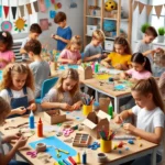 Elementary school student making kit
