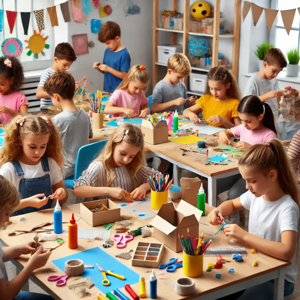 Elementary school student making kit