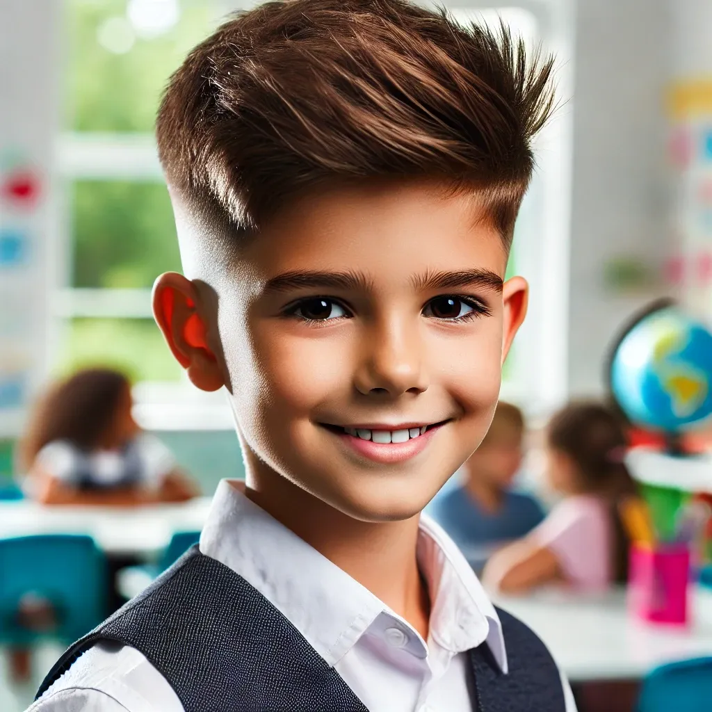 Elementary school student short dandy cut