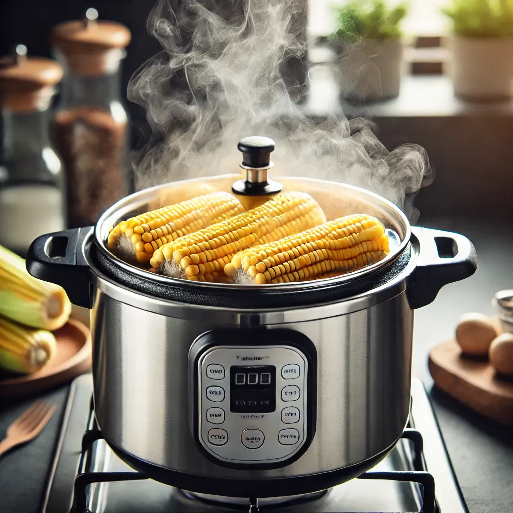 Boil the pressure cooker corn