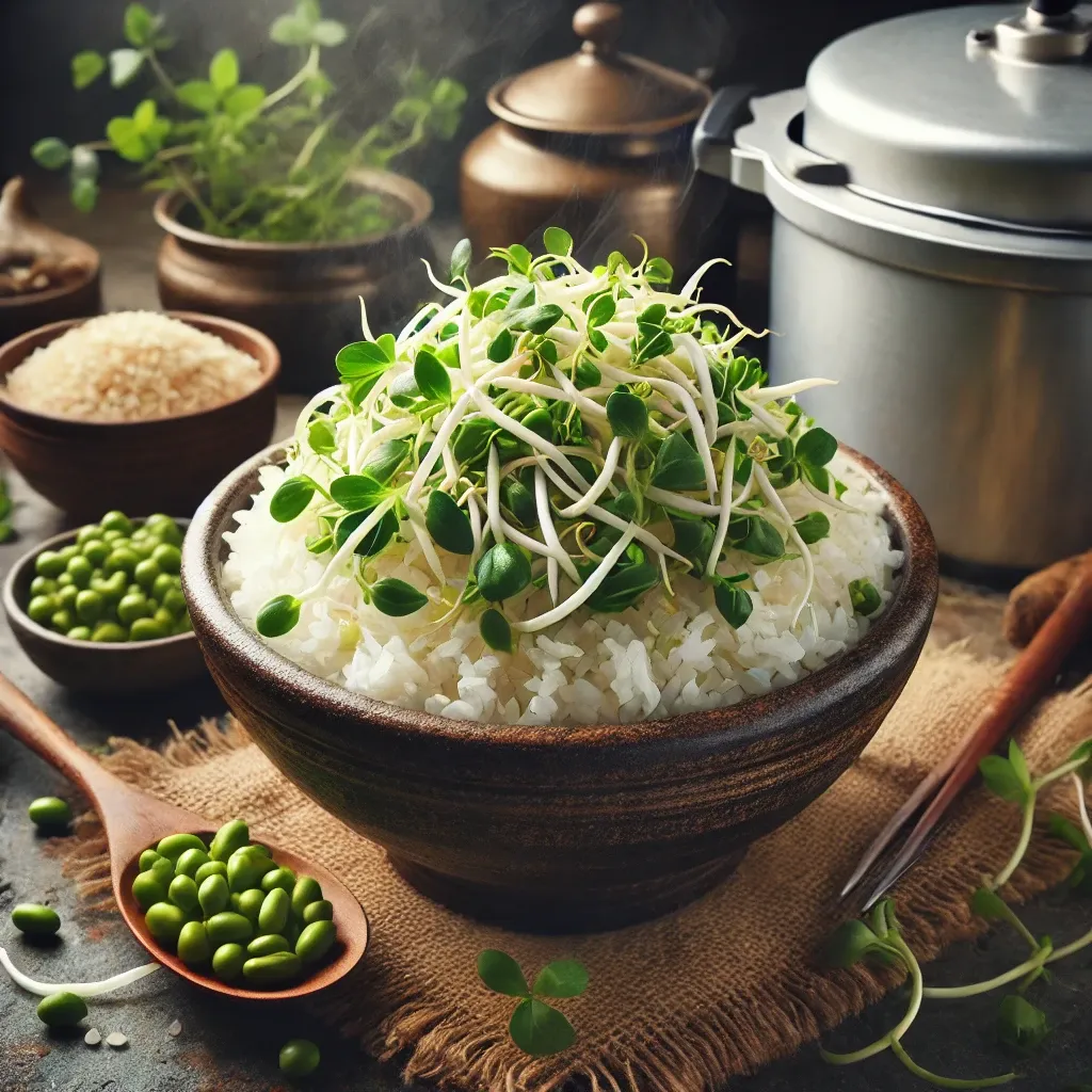 Pressure cooker bean sprouts rice