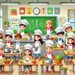 Elementary school cooking practice