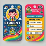 Double -sided elementary school student name tag
