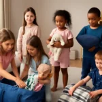 Elementary school pajama party preparation