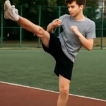 Middle school student male kick is the time