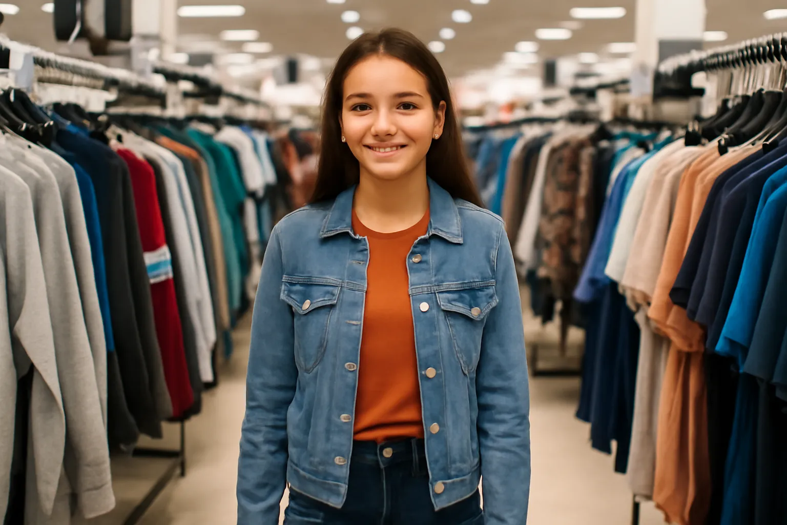 Middle school student clothing shopping mall