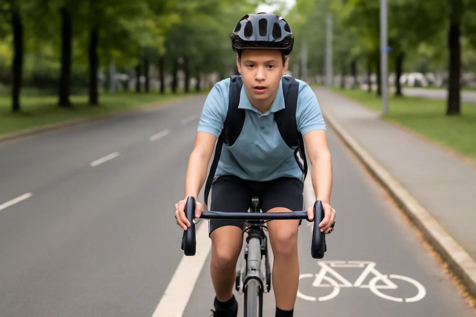 Middle school student bicycle road
