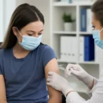 Middle school student flu injection