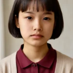 Middle school student short bangs