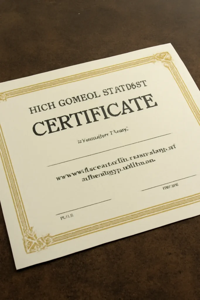 High school student certificate