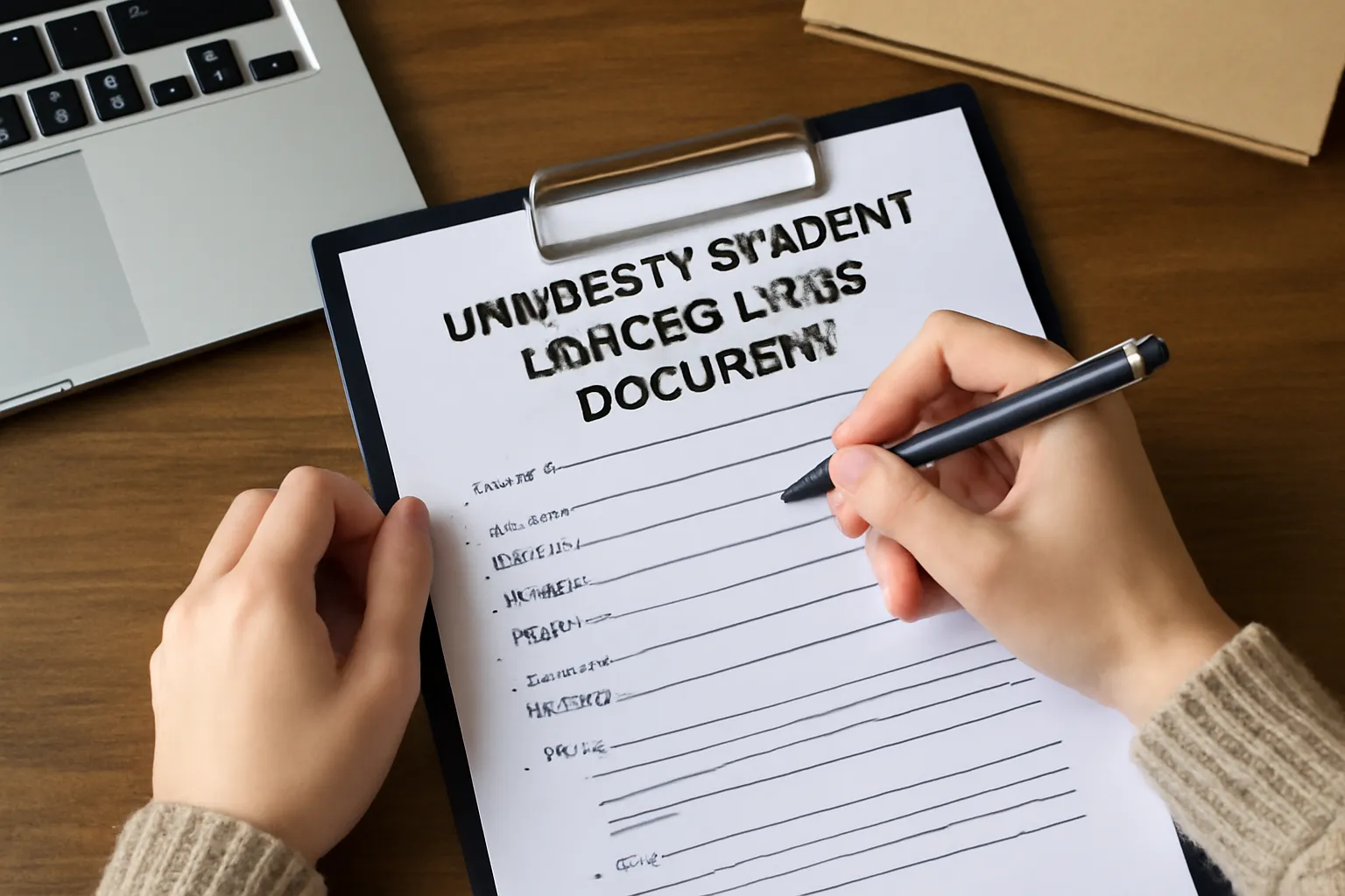 University student charter loan document