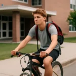 High school student bicycle school