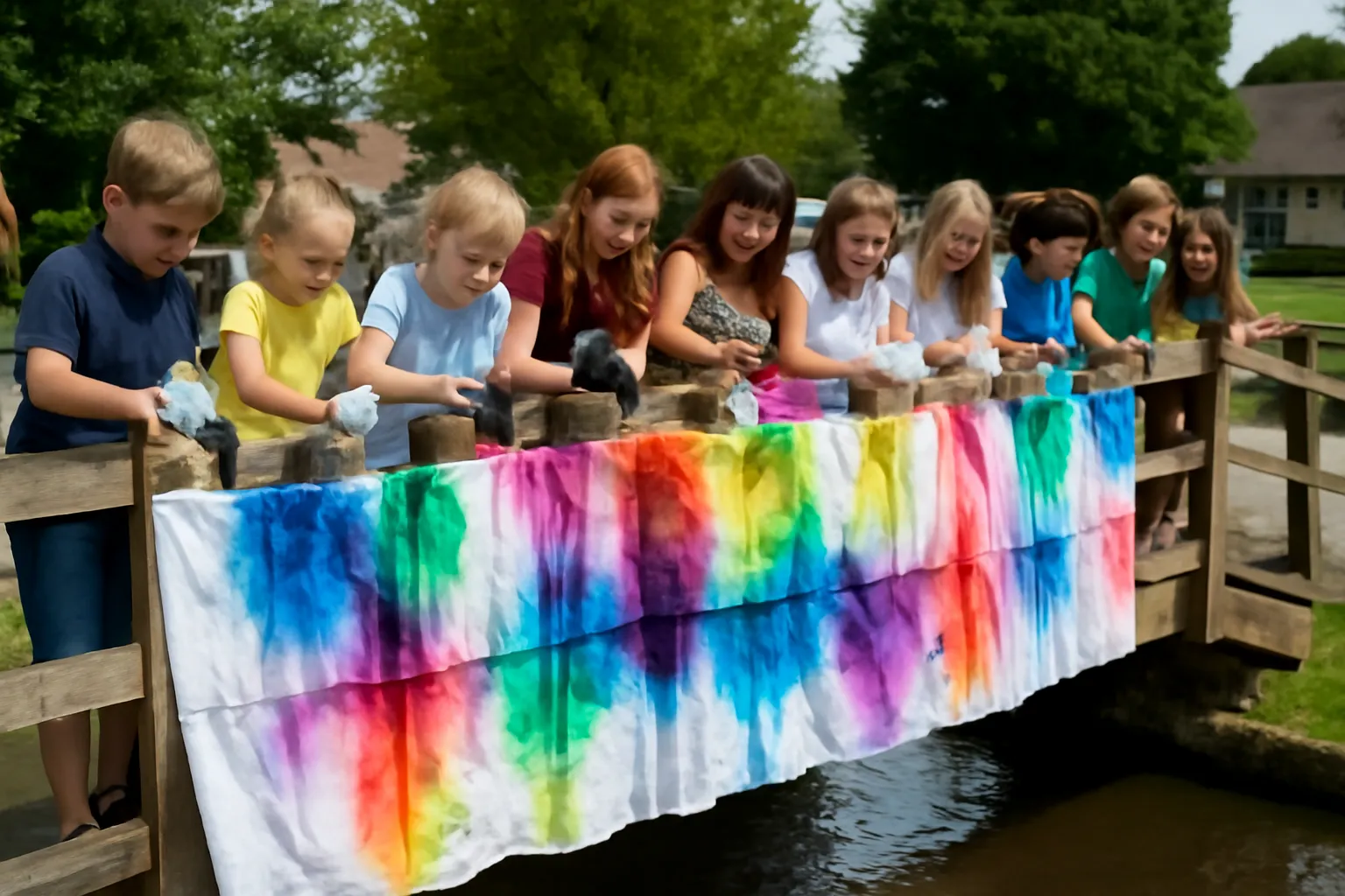 Elementary school dyeing bridge