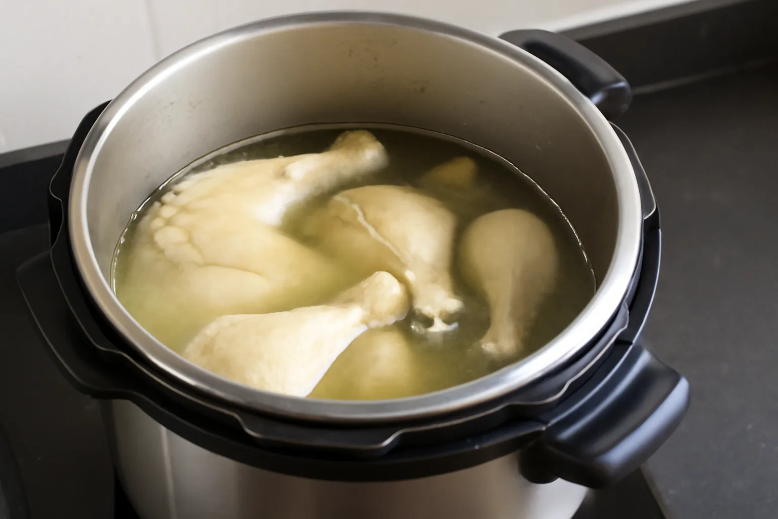 Boil the pressure cooker chicken