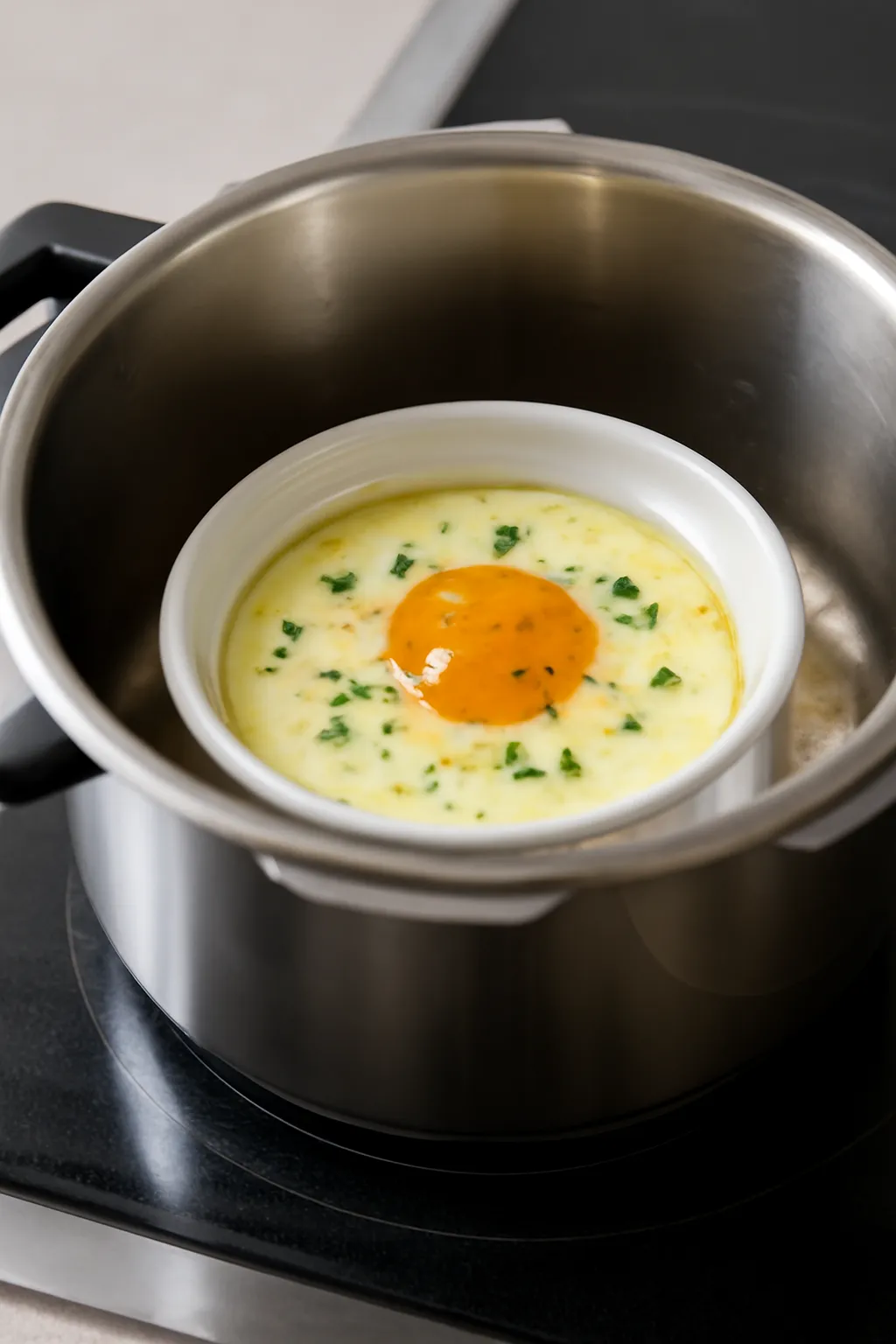 Pressure cooker baked egg induction