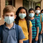 Elementary school mask line